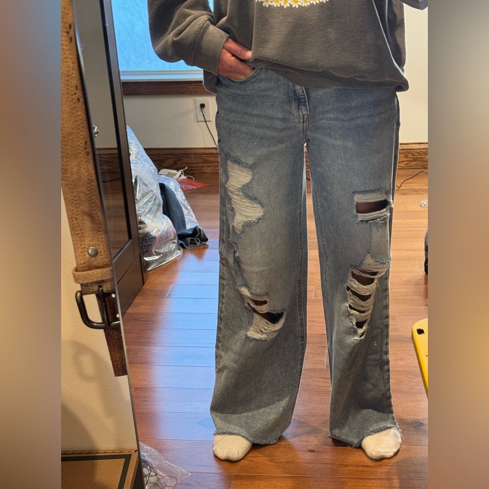 SO 90’s WIDE LEG SUPER HIGH RISE JEANS - Picture 2 of 11